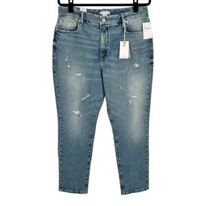 Good American Womens Good Classic Distressed Straight Leg Jeans Size 12 / 31